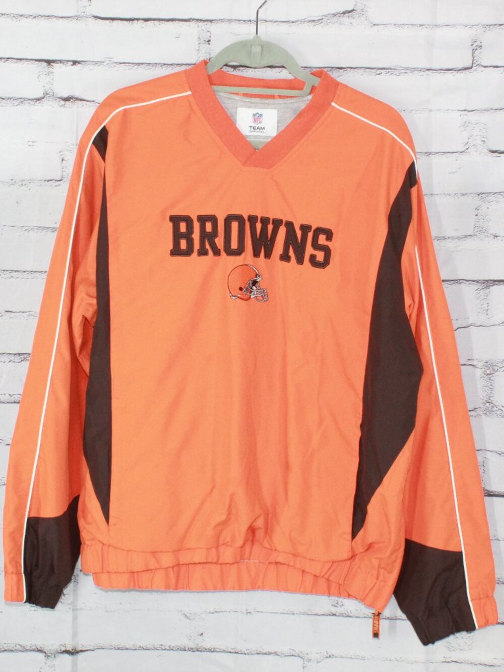 VTG Cleveland Browns NFL Team Apparel Pullover Windbreaker Orange Jacket Size L